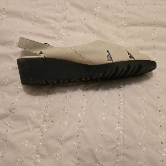 Arche French Leather Slingback Wedge Sandal Off White Peep Toe 90s Size 40 - Picture 7 of 12